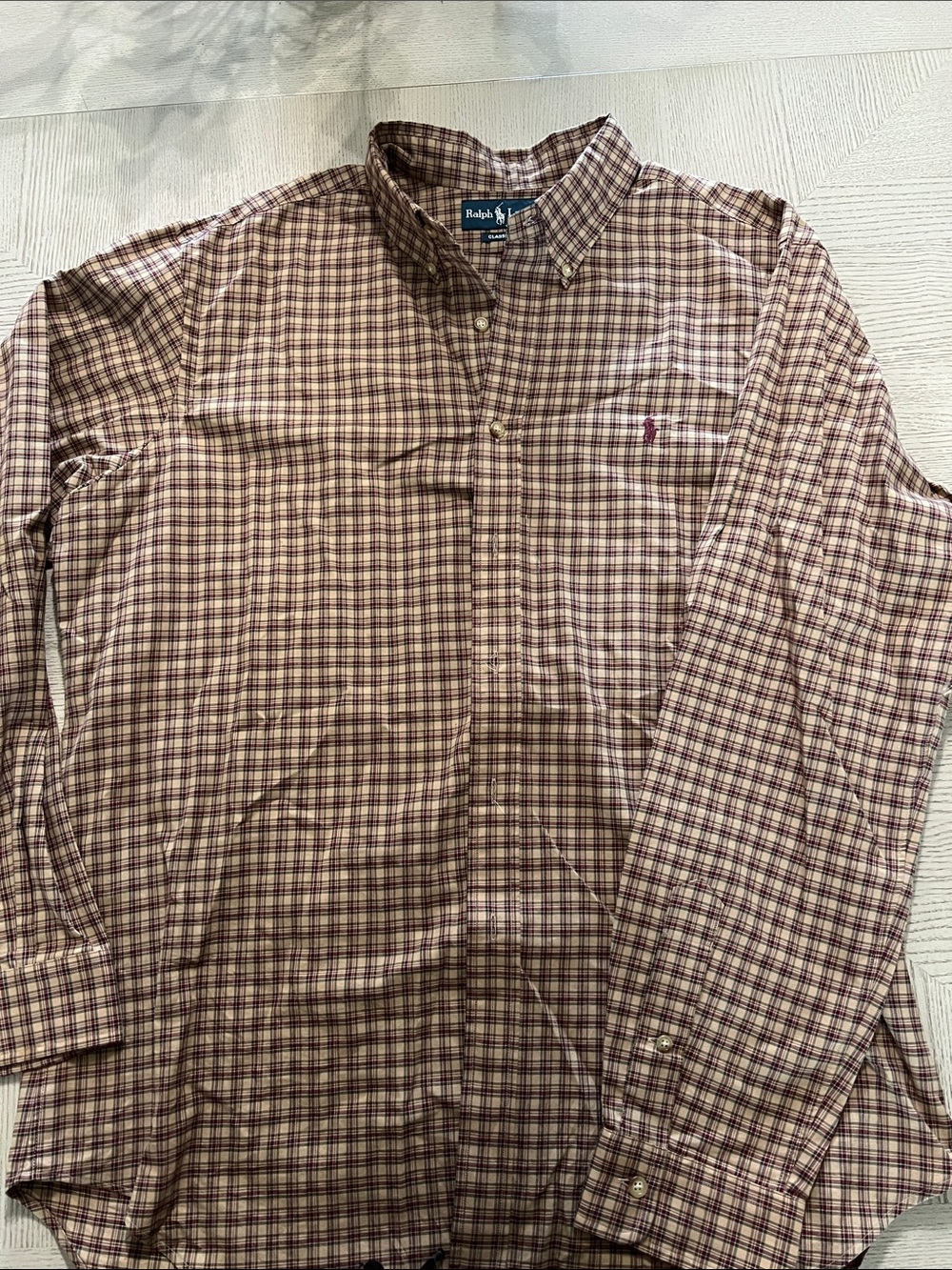 Ralph Lauren Brown and Cream Plaid Button-Down Shirt